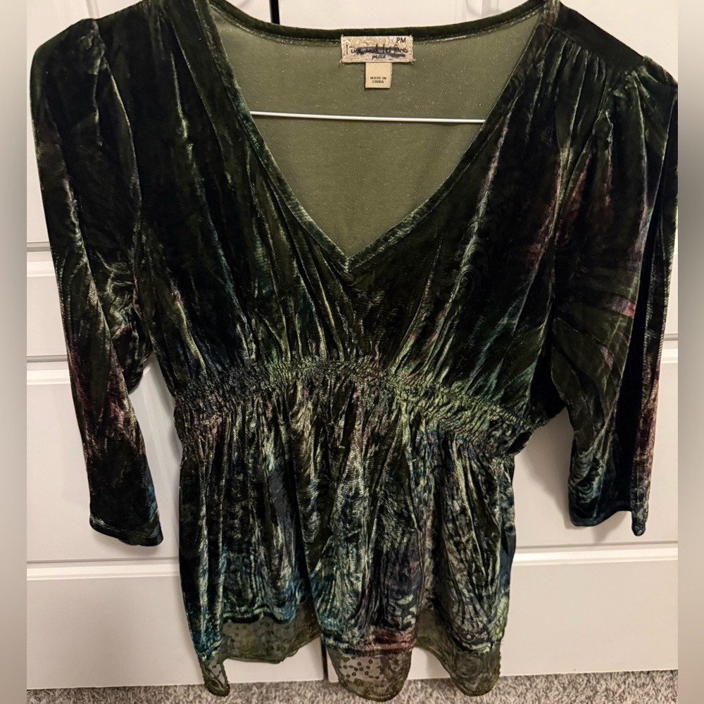 Crushed Velvet Green Top